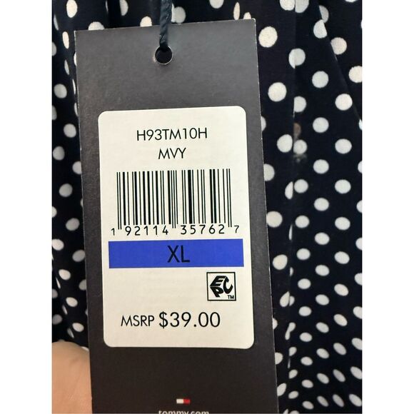 Tommy Hilfiger Sleeveless Dot Blouse Midnight/Ivory XL NWT - Picture 3 of 5